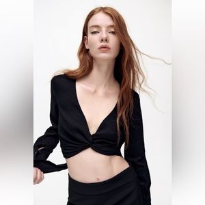ZARA Black Knotted Top